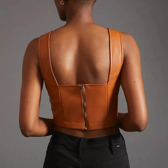 NWT Anthropologie Maeve Faux Leather Notch Tank 0 - Picture 4 of 7